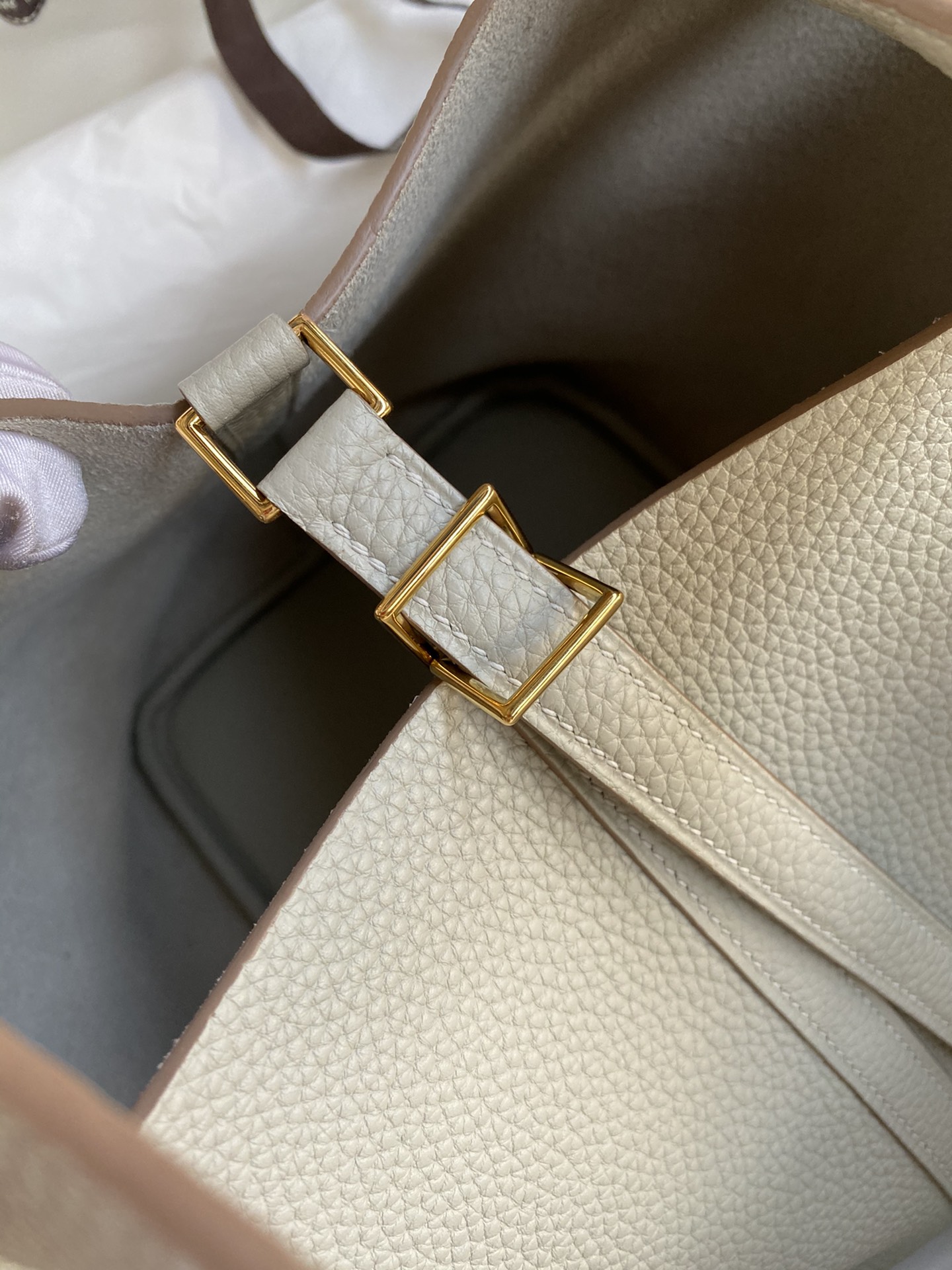 Hermes Picotin Lock 22 Bag In Pearl White Clemence Leather